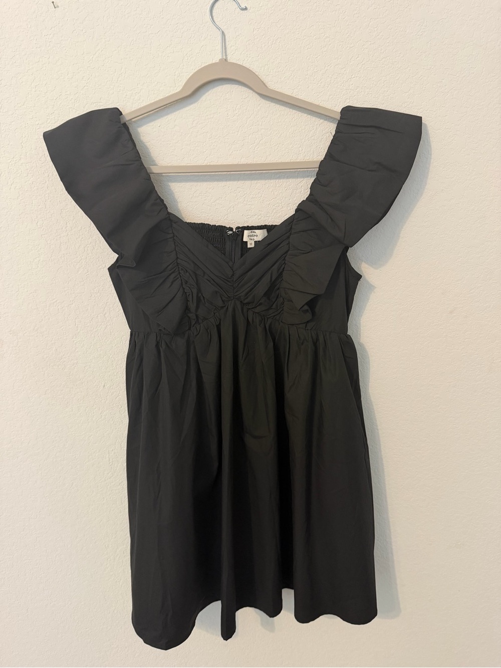 entro Black Ruffle Sleeve Mini Dress